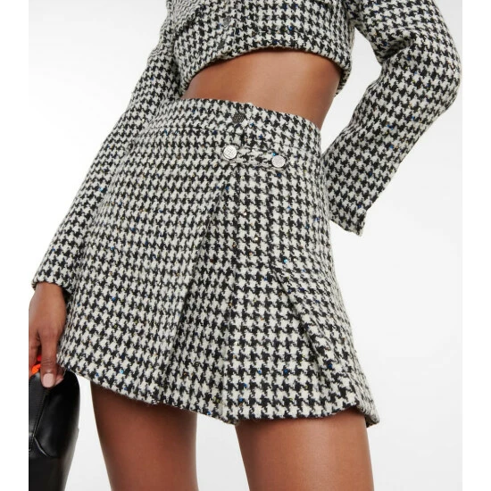 Rotate Birger Christensen Sequined Houndstooth Tweed Miniskirt - Image 3
