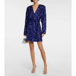 Rotate Birger Christensen Samantha Embellished Wrap Minidress