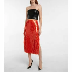 Rotate Birger Christensen Caitlin Sequined High-rise Midi Skirt