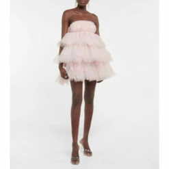 Rotate Birger Christensen Embellished Strapless Tulle Minidress