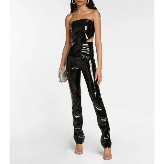 Rotate Birger Christensen Coated High-rise Slim Pants