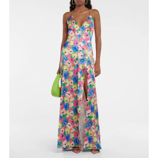 Rotate Birger Christensen Printed V-neck Maxi Dress