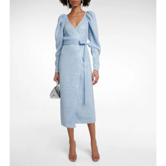 Rotate Birger Christensen Sequined Wrap Dress