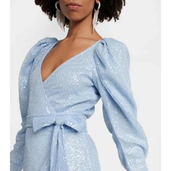 Rotate Birger Christensen Sequined Wrap Dress - Image 3