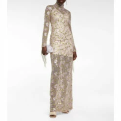 Rotate Birger Christensen Embellished Mesh Dress