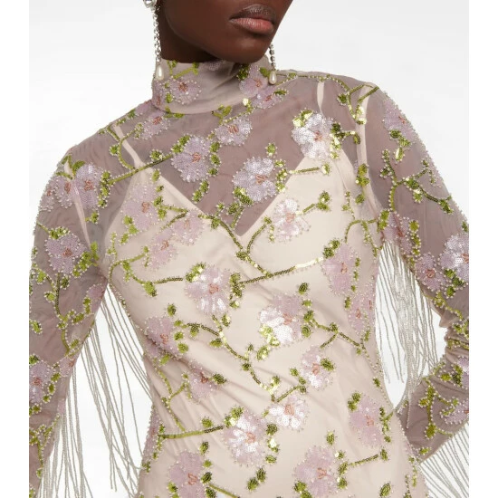 Rotate Birger Christensen Embellished Mesh Dress - Image 3