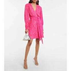 Rotate Birger Christensen Sequined Wrap Minidress