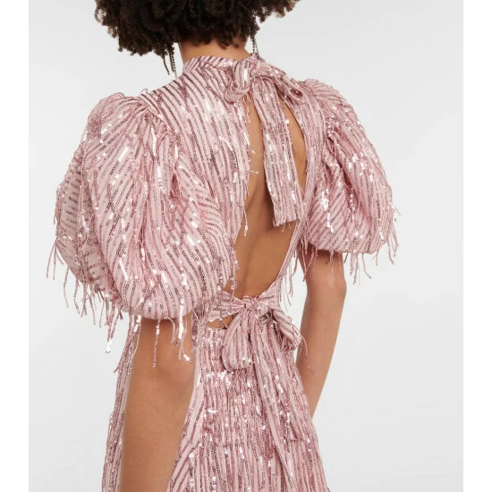 Rotate Birger Christensen Sequined Puff-sleeve Midi Dress - Image 4