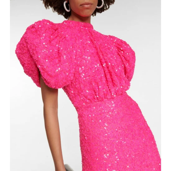 Rotate Birger Christensen Sequined Puff-sleeve Maxi Dress - Image 3