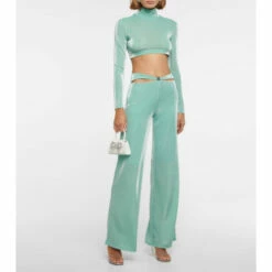 Rotate Birger Christensen Metallic Turtleneck Crop Top