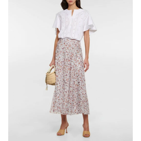 Dorothee Schumacher Drapy Softness Floral Midi Skirt