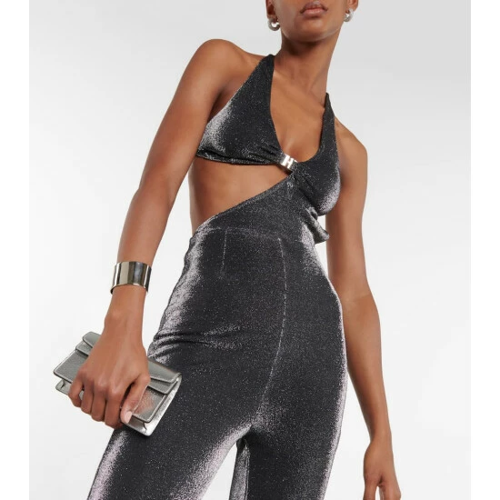 Rotate Birger Christensen Metallic Jersey Halterneck Jumpsuit - Image 3