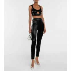 Rotate Birger Christensen Cutout Faux Leather Crop Top