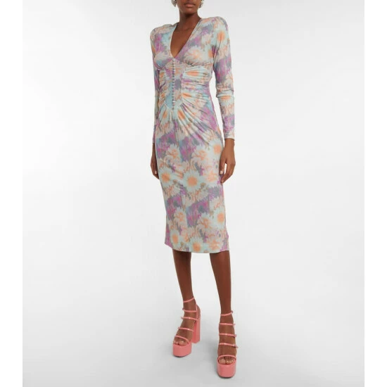 Rotate Birger Christensen Heather Floral Ruched Midi Dress