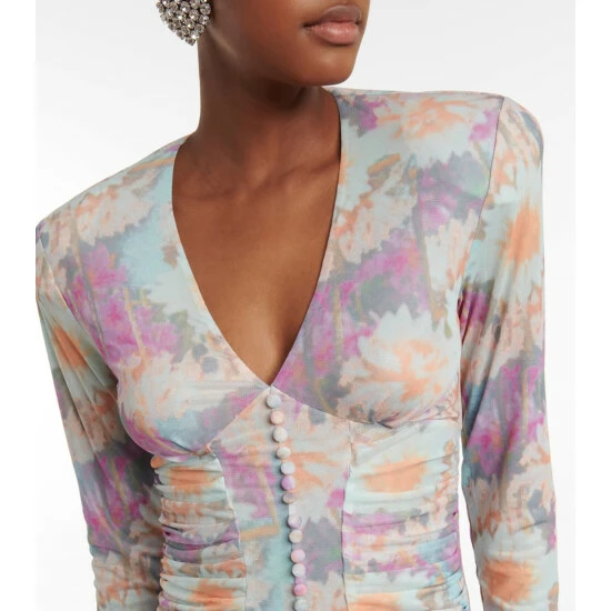 Rotate Birger Christensen Heather Floral Ruched Midi Dress - Image 3