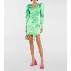 Rotate Birger Christensen Bridget Satin Wrap Dress