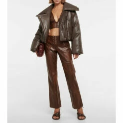 Rotate Birger Christensen Lace-up Faux Leather Crop Top