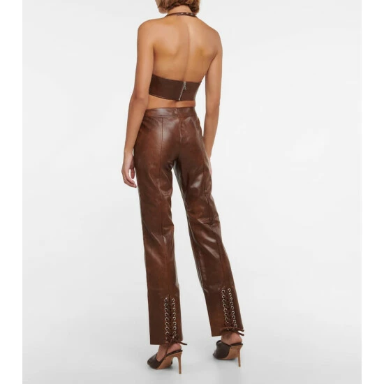 Rotate Birger Christensen Lace-up Faux Leather Crop Top - Image 2