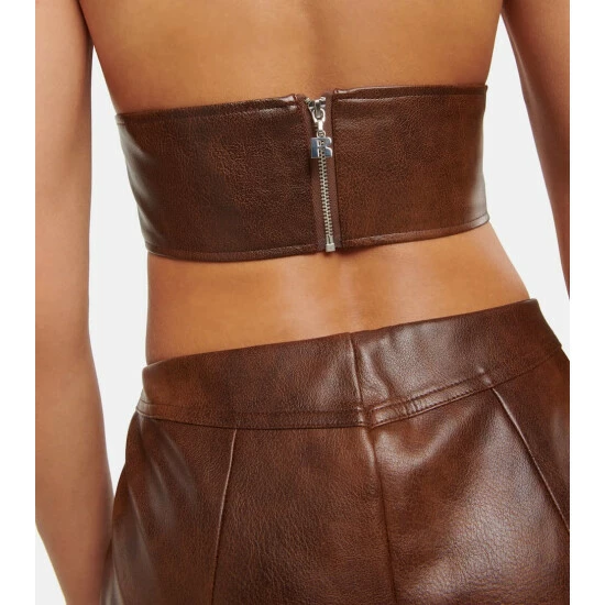 Rotate Birger Christensen Lace-up Faux Leather Crop Top - Image 4