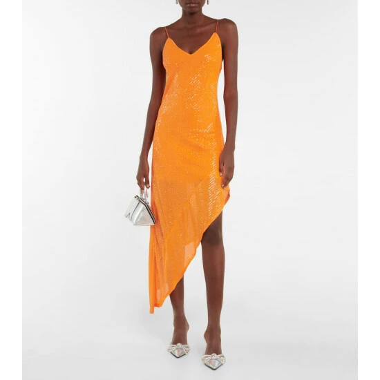 Rotate Birger Christensen Sequined Asymmetric Maxi Dress