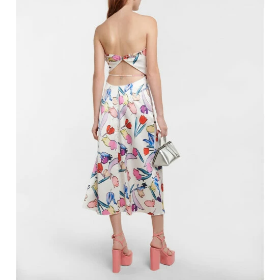 Rotate Birger Christensen Kicki Cutout Printed Midi Skirt - Image 2