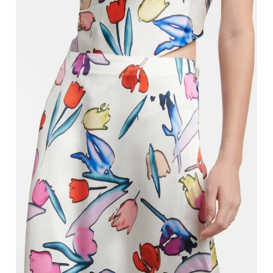 Rotate Birger Christensen Kicki Cutout Printed Midi Skirt - Image 3