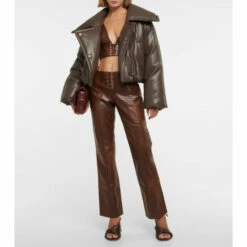 Rotate Birger Christensen Low-rise Flared Faux Leather Pants