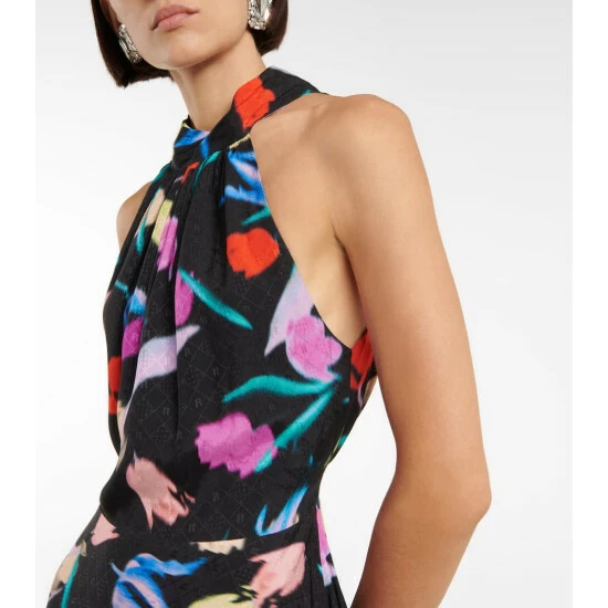 Rotate Birger Christensen Frederikke Floral Halterneck Dress - Image 3