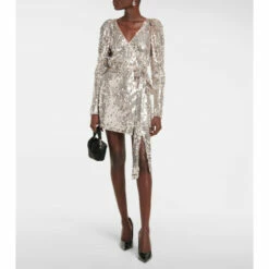 Rotate Birger Christensen Bridget Sequined Wrap Minidress