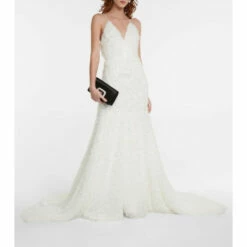 Rotate Birger Christensen Bridal Miley Faux Feather Gown