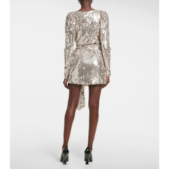 Rotate Birger Christensen Bridget Sequined Wrap Minidress - Image 2