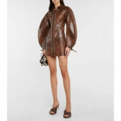 Rotate Birger Christensen Lace-up Faux Leather Minidress