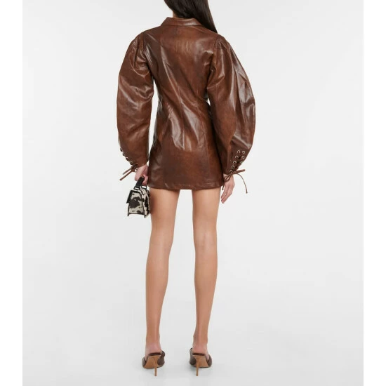 Rotate Birger Christensen Lace-up Faux Leather Minidress - Image 2