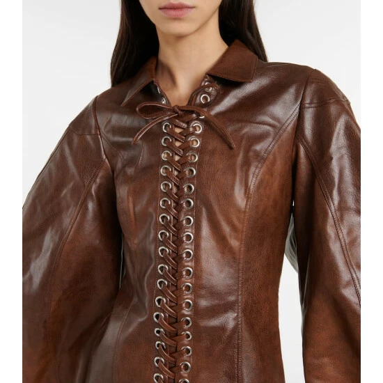 Rotate Birger Christensen Lace-up Faux Leather Minidress - Image 3