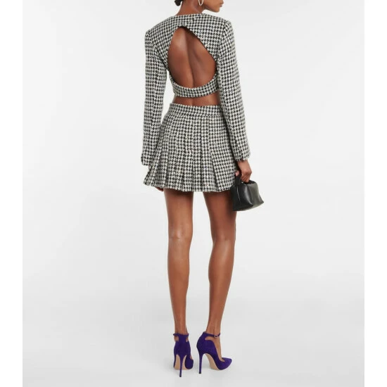 Rotate Birger Christensen Sequined Houndstooth Tweed Jacket - Image 2