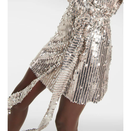 Rotate Birger Christensen Bridget Sequined Wrap Minidress - Image 4
