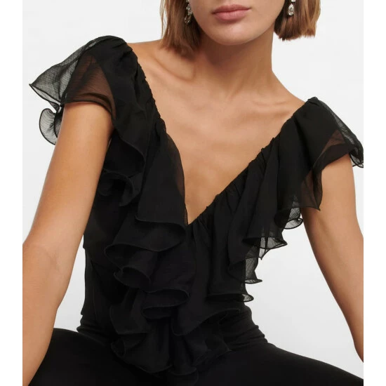 Rotate Birger Christensen Ruffled Jersey Jumpsuit - Image 3