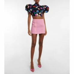 Rotate Birger Christensen Dusk Floral Jacquard Crop Top