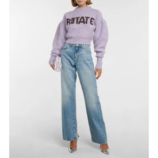 Rotate Birger Christensen Adley Wool-blend Cropped Sweater